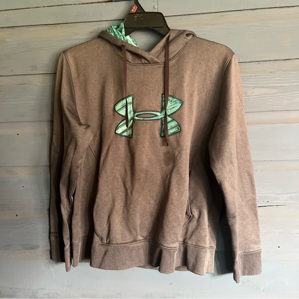 Under Armour Brown Hoodie with Teal Logo